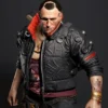 Cyberpunk 2077 Jackie Welles black Leather Jacket front view