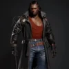 Cyberpunk 2077 Placide Brown trench Coat open in dark background