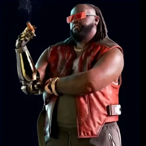 cyberpunk 2077 dexter deShawn smoking in red leather vest