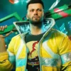 cyberpunk 2077 david martinez holding gun in yellow jacket