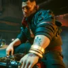 cyberpunk 2077 jackie welles on bike wearing black jacket