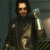 cyberpunk 2077 johnny silverhand black leather jacket front view