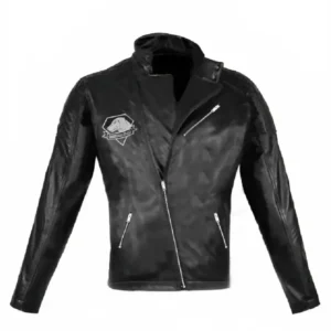 johnny silverhand black leather jacket full front view