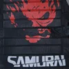 red samurai logo on johnny silverhand black vest