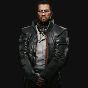 Cyberpunk 2077 Goro Takemura Black leather Coat front view