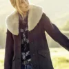 beth dutton brown shearling coat buttoned open view