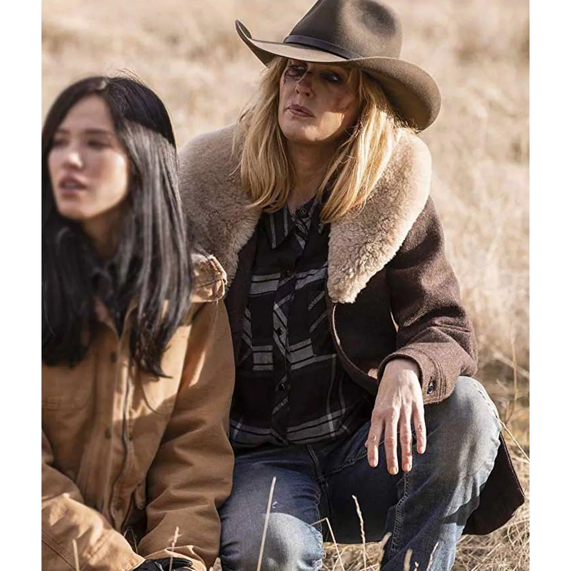 Yellowstone Beth Dutton Brown Shearling Coat - Image 5