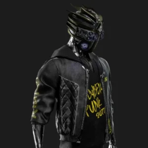 cyberpunk 2077 cyborg black jacket side view