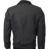 john dutton black bomber cotton jacket back view