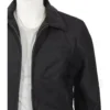 john dutton black bomber cotton jacket yellowstone pocket close-up
