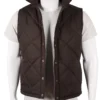 john dutton brown quilted vest with open button