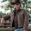 john dutton wearing corduroy brown jacket from yellowstone series