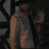 john dutton yellowstone cream white leather jacket night look