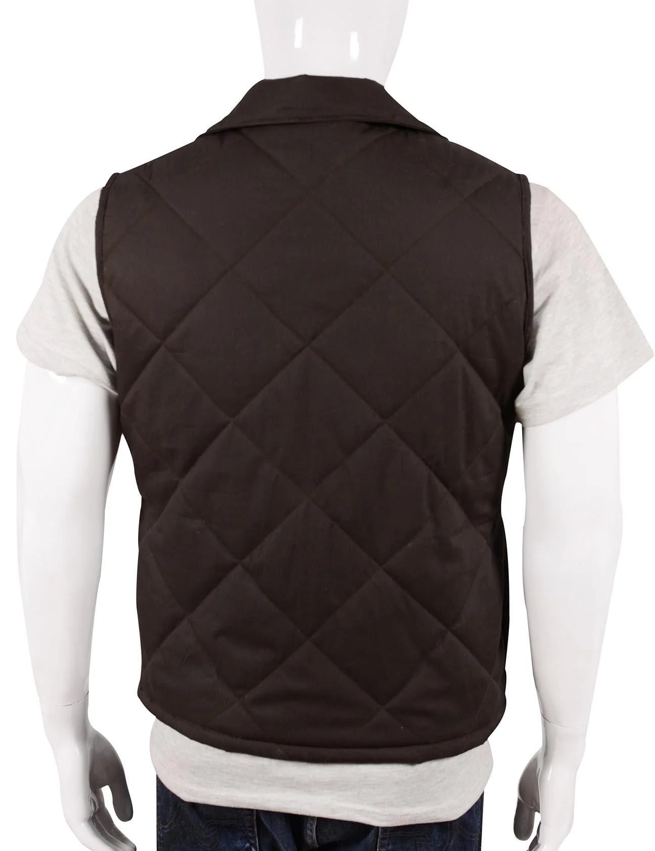 kevin costner brown quilted vest back view