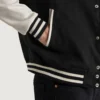 mens black wool and white leather varsity jacket
