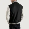 mens black wool and white varsity jacket