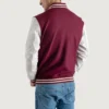 mens burgundy maroon wool and white leather varsity letterman jacket 1