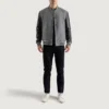 mens gray wool and black varsity letterman jacket
