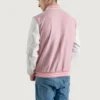 mens pink wool and white leather varsity letterman jacket 1