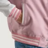 mens pink wool and white leather varsity letterman jacket