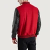 mens red wool black leather varsity jacket 1