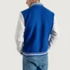 mens royal blue wool white leather varsity jacket