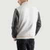 mens white wool and black leather varsity letterman jacket 1