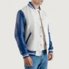 mens white wool blue leather varsity letterman jacket 1