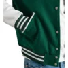 womens kelly green wool and white leather varsity letterman jacket