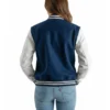 womens navy blue wool and white leather varsity letterman jacket 1