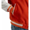 womens orange wool and white leather varsity letterman jacket