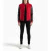women's red wool & black leather varsity jacket front full look