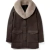 yellowstone beth dutton brown shearling wool coat