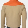 yellowstone john dutton beige and orange cotton jacket back view