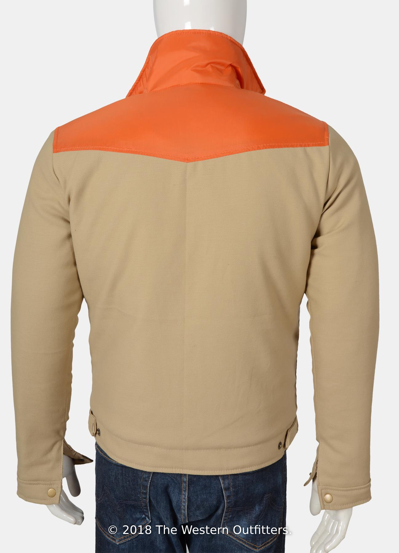 yellowstone john dutton beige and orange cotton jacket back view