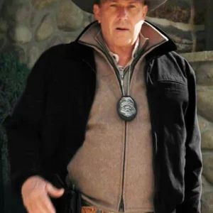 yellowstone john dutton black bomber cotton jacket front view