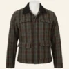 yellowstone john dutton brown plaid jacket front view