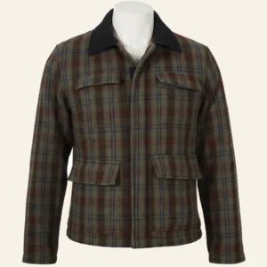 yellowstone john dutton brown plaid jacket front view