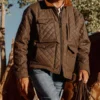 yellowstone john dutton brown quilted cotton jacket