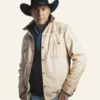 yellowstone john dutton cream white leather jacket
