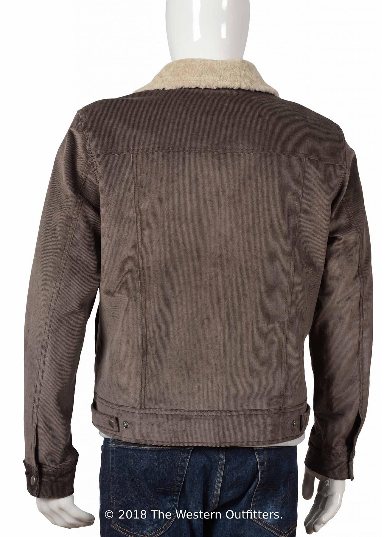 yellowstone series john dutton corduroy brown jacket back view