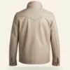 yellowstone series john dutton cream white leather jacket back view