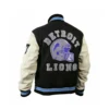 Axel Foley Detroit Lions Black Cream Letterman Varsity Jacket