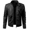 Black Lambskin Leather Biker Jacket