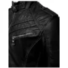 Black Lambskin Leather Biker Jacket For Sale