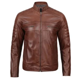 Men's Brown Modern Nomad Biker Leather Jacket