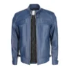 Buy Mens Blue Biker Leather Jacket