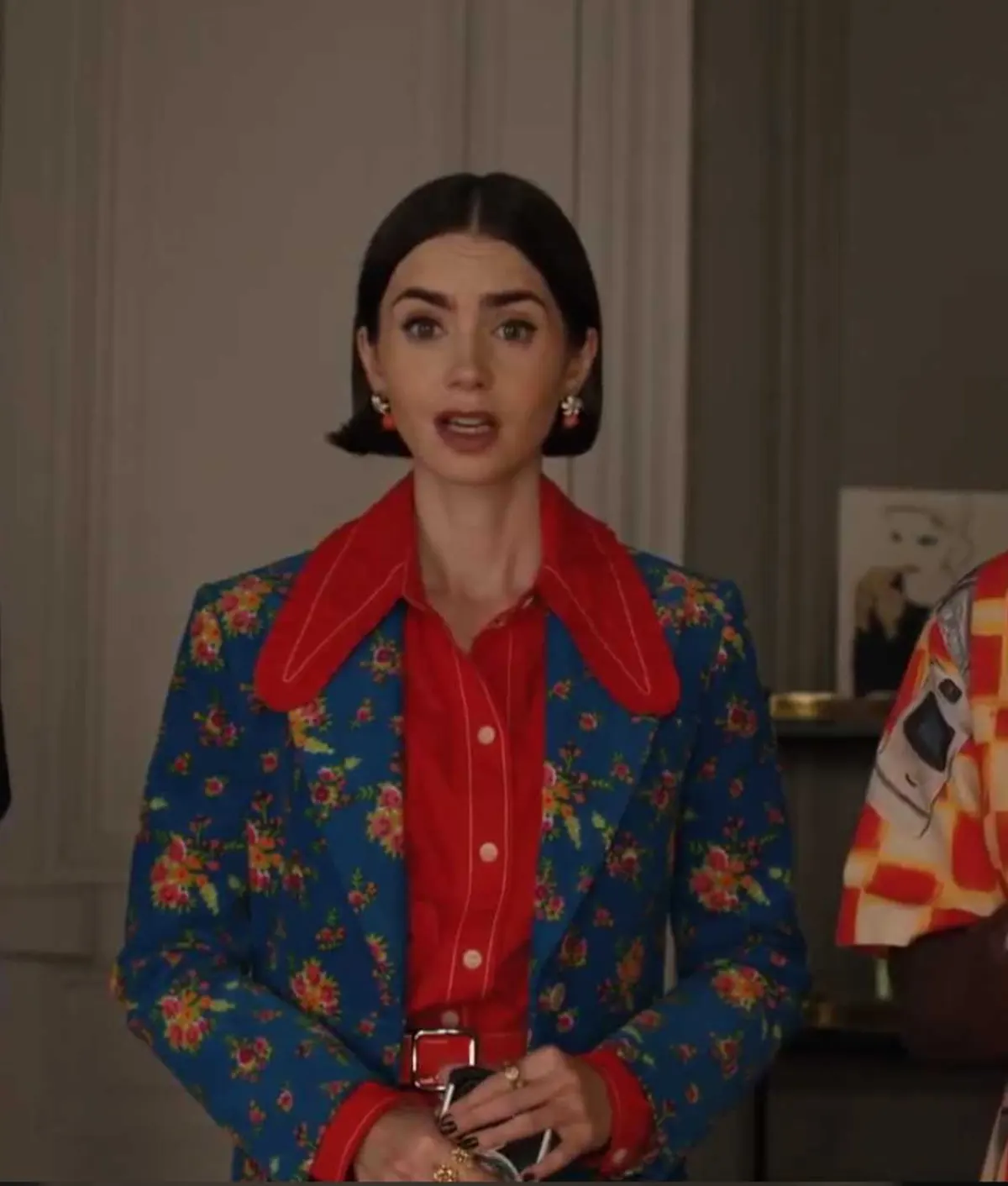 Emily In Paris S05 Emily Cooper Ruffle Trimmed Cotton Poplin Shirt