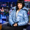Lily Allen The Tonight Show Starring Jimmy Fallon S13 Blue Polka Dots Puffer Jacket