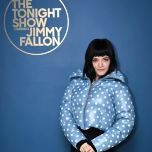 Lily Allen The Tonight Show Starring Jimmy Fallon S13 Polka Dots Puffer Jacket